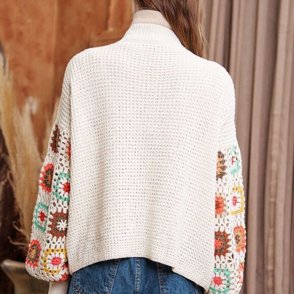 Cozy Crochet Pattern Sleeve Cardigan Sweater by Davi and Dani - Picture 4 of 7